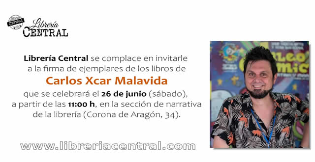 Carlos Xcar firma ejemplares de sus obras en la librería Central de Zaragoza